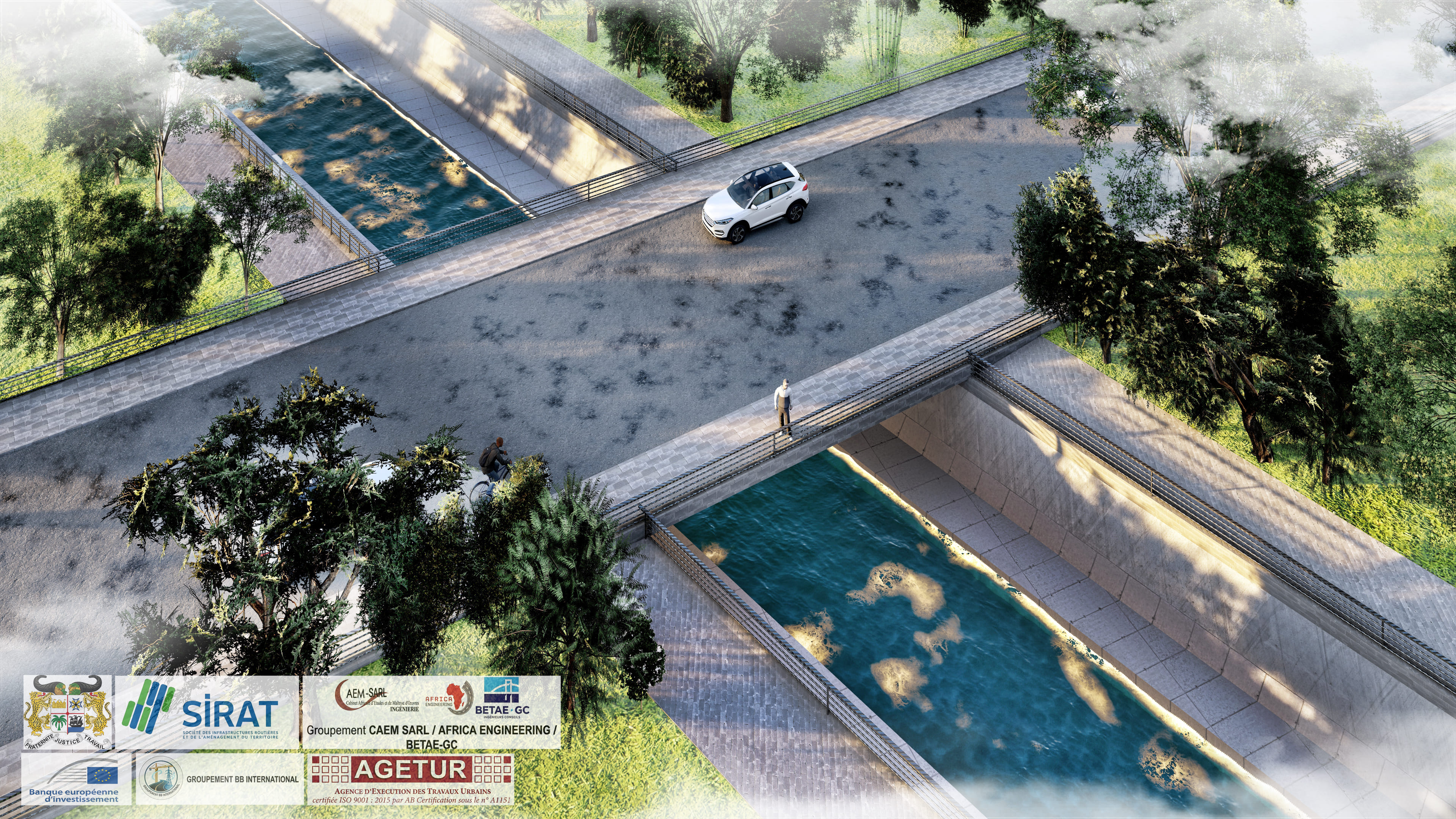 Pont route canaux assainissement Bohicon - Projet SIRAT Groupement BB International BEI